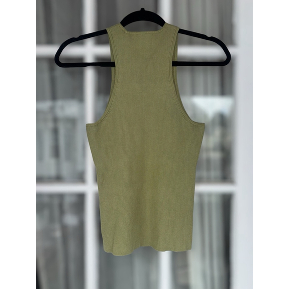 Madewell Women's Medium Green Signature Knit Cutaway Ribbed Sweater Tank Top - Picture 2 of 14